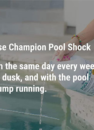 CPDI Champion 4-Pack Pool Shock Liquid Chlorine, 12.5 Sodium Hypochlorite, 1 Gallon – Ready-to-Use Treatment for Clear Water and Algae Control in Above Ground & Inground Swimming Pools