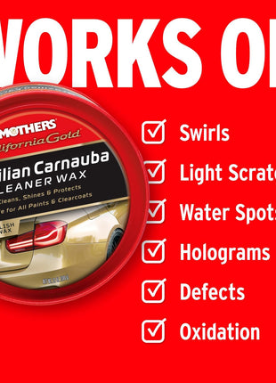 Mothers California Gold Brazilian Carnauba Cleaner Wax, 12 oz. Paste, 05500