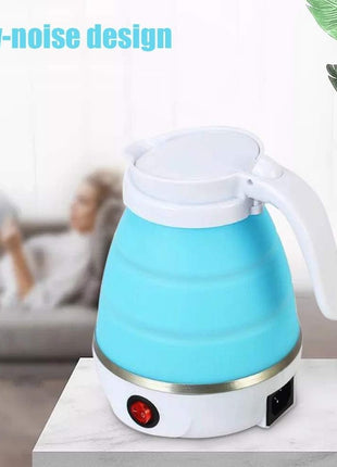 UpdateClassic Travel Portable Foldable Electric Kettle, 0.6L Small Collapsible Hot Water Boiler For Coffee Tea (Blue)
