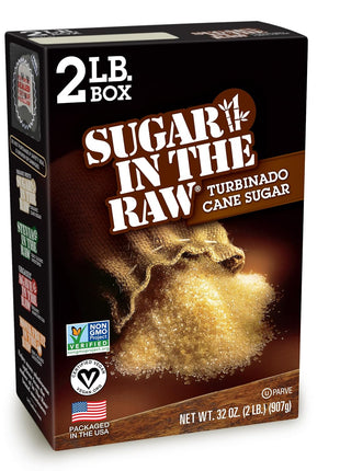 Sugar In The Raw Granulated Turbinado Cane Sugar, No Added Flavors or erythritol, Pure Natural Sweetener, Hot & Cold Drinks, Coffee, Baking, Vegan, Gluten Free, Non GMO, Bulk Sugar, 2lb Bag (1 Pack)