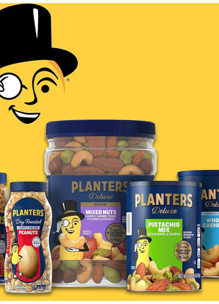 PLANTERS Deluxe Mixed Nuts with Sea Salt, 27 oz Resealable Container - Variety Mixed Nuts Snacks with Cashews, Almonds, Pecans, Pistachios & Hazelnuts - Energy Boost - Kosher