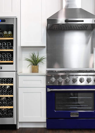 36 in. 5.2 cu. ft. Natural Gas Range with Sealed Burners and Convection Oven in Stainless Steel with Blue Oven Door