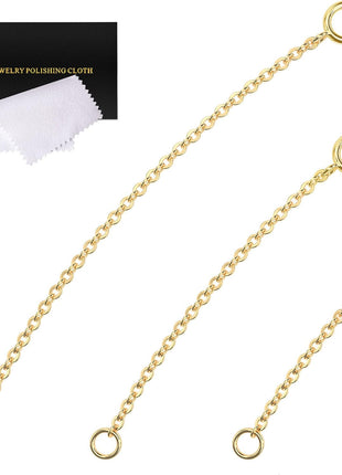Gold Necklace Extenders 14k Extender Chain 925 Sterling Silver Extension Bracelet Chain Extenders for Necklaces 3 Pcs (1 2 3 Inch)(Gold)
