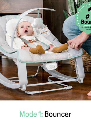 Ingenuity Keep Cozy 3-in-1 Grow with Me Vibrating Baby Bouncer, Seat & Infant to Toddler Rocker, Vibrations & -Toy Bar, 0-30 Months Up to 40 lbs (Weaver)