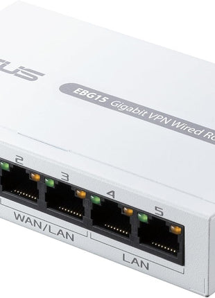 ASUS ExpertWiFi EBG15 Gigabit VPN Wired Router, up to 3 WAN ethernet Ports + 1 USB WAN, IPS Intrusion Prevention, Layer 7 Firewall, Commercial-Grade Network Security, Remote Management with App