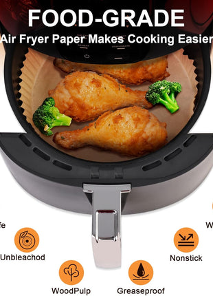 125Pcs Air Fryer Liners Disposable Parchment Paper for Ninja Air Fryer | Parchment Paper Liners for most 4-8QT AirFryer Basket, Air Fryer Accessories, BPA-Free, Heat Resistant 450°F, Non-Stick