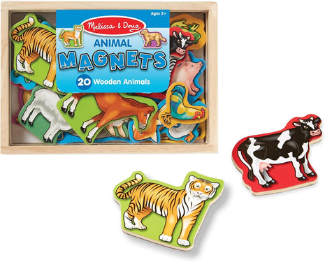 Melissa & Doug Wooden Animal Magnets Set (20 Pieces) – Farm, Zoo & Pet Fridge Magnets in Storage Box – Montessori Preschool Learning Toys for Toddlers & Kids Ages 2+ - FSC-Certified