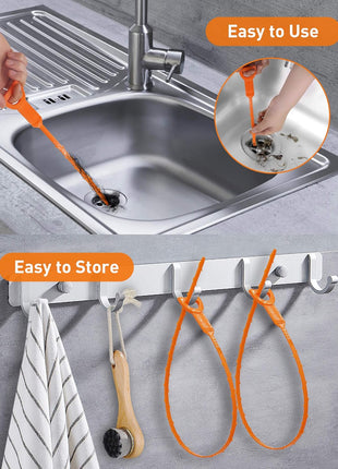 6 Pack 25 Inch Drain Snake Hair Clog Remover Tool, Flexible Sink Drain Cleaner for Shower, Bathtub, Bathroom Sink and Kitchen Sink, Reusable Drain Cleaning Tool for Hair Blockage Removal