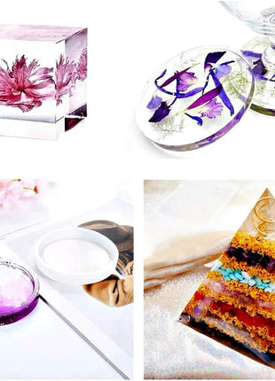 Resin Molds Silicone Kit 20Pcs,Epoxy Resin Molds Including Sphere,Cube,Pyramid,Square,Round, Used for Create Art,DIY,Coasters,Candles.Bonus Decorative Sequins and The Complete Set(20PCS Resin molds)