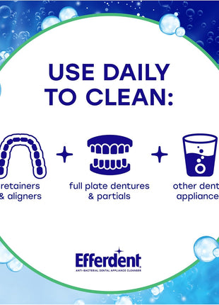 Efferdent Denture Cleaner Tablets, Minty Fresh & Clean, 126 Count | Retainer Cleaner, Use Daily To Clean Dental Appliances, Full Plate Dentures, Aligners & Mouth Guards