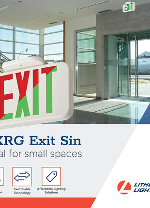 Lithonia Lighting Single-Sided LED Exit Sign, Thermoplastic Construction, Switchable Red and Green Colors, Ni-MH Backup Battery, Includes Extra Faceplate, White (EXRG EL M6)