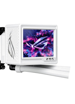 ASUS ROG RYUJIN III 360 ARGB EXTREME White Edition all-in-one AIO CPU liquid cooler, AMD Ryzen 9000 & Intel® CoreTM Ultra Ready, Asetek Gen8 V2 pump;high airflow static pressure magnetic fans; 3.5 inch LCD