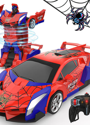 BLUEJAY Transform Rc Cars for Boys 4-7 8-12, 2.4Ghz Remote Control Car 1:18 Scale Transforming Robot, One-Button Deformation 360° Rotation Car Toy Gifts for Boys 3-5