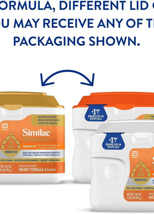 Similac 360 Total Care Sensitive Baby Formula Powder, 5 HMO Prebiotic Blend | Infant formula for babies with lactose sensitivity; immune system, brain development & digestive health support, 20.1 oz tub