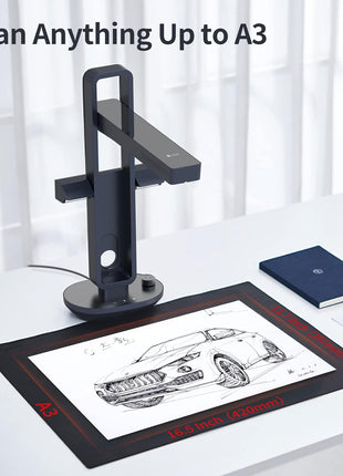 CZUR Aura Pro Book & Document Scanner, Capture A3 & A4 | Auto-Flatten & Deskew Powered by AI Technology, Foldable & Portable, Compatible with Windows & macOS