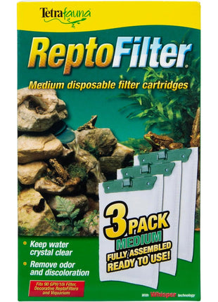 TetraFauna ReptoFilter Filter Cartridges, Size Medium, Filter Cartridge Refills, 3 Count