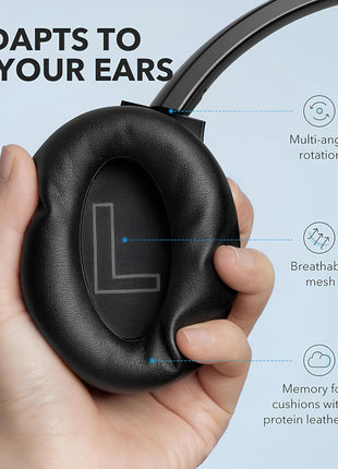 Soundcore Anker Life Q20 Hybrid Active Noise Cancelling Headphones, Wireless Over Ear Bluetooth Headphones, 60H Playtime, Hi-Res Audio, Deep Bass, Foam Ear Cups, Travel, Office, USB-C Charging