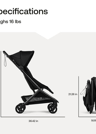 Bugaboo Butterfly 2 Ultra-Compact Travel Stroller One-Second Fold | Airplane carry-on approved, reclining seat, suspension wheels, adjustable footrest, Black