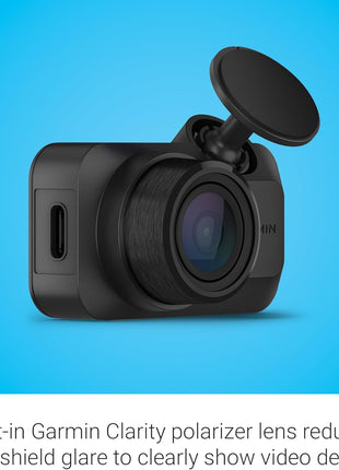 Garmin Dash Cam™ Mini 3, Ultracompact 1080p HD Dash Cam with a 140-degree Field of View, Built in Clarity™ Polarizer, Voice Controlled, Automatic Recording