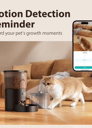 IMIPAW Automatic Cat Feeder with Camera and Water Fountain, HD AI Pet Recognition, APP Remote Control, Timed Food Dispenser, Two-Way Audio, Night Vision Function, 3L Fountains for Drinking with Filter