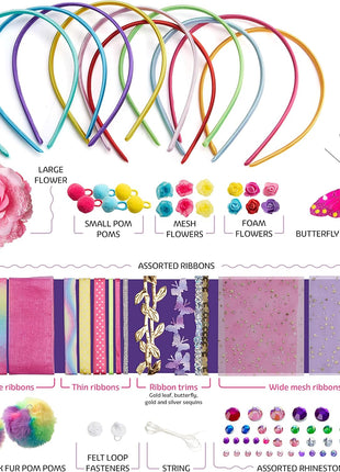 Pretty Me Headband Making Kit for Girls - Arts & Crafts Easter Gift - Make Your Own Fashion Headbands for Kids - DIY Hair Accessories - Gift for Ages 5-12 Year Old Girl - Little Kids Art & Craft Gifts