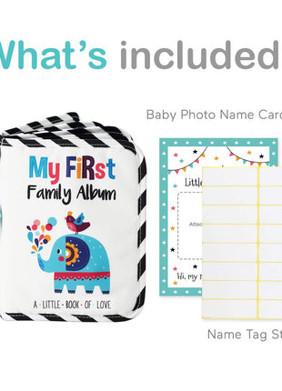 Urban KiddyTM Baby's My First Family Album | Soft Photo Cloth Book Gift Set for Newborn Toddler & Kids (Elephant)
