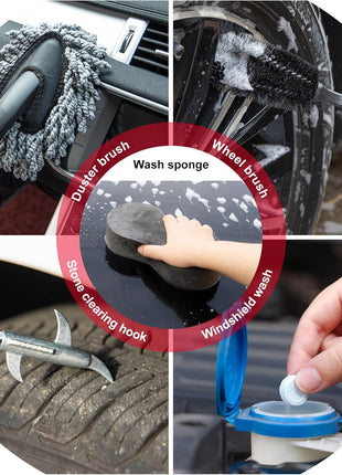 41Pcs Car Wash Cleaning Kit with High Power Handheld Vacuum Windshield Cleaning Tool Collapsible Bucket Detailing Brushes Tire Brush Towels Complete Detailing Set for Car