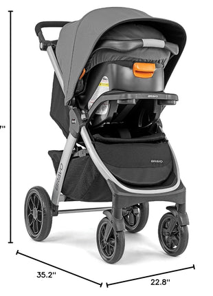 Chicco Bravo 3-in-1 Travel System, Quick-Fold Stroller with Car Seat | Camden colorway, KeyFit 30 car seat, 3 modes, UPF 50+ canopy, one-hand fold, all-wheel suspension, baby travel stroller