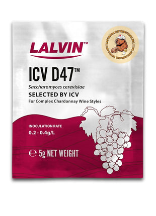 Lalvin D47 Wine Yeast (5 Pack) - Make Wine Cider Mead Kombucha At Home - 5 g Sachets - Saccharomyces cerevisiae - Sold by CAPYBARA Distributors Inc.
