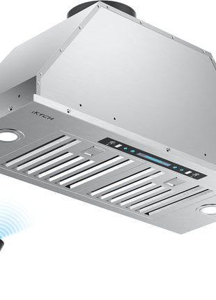 IKTCH 30 inch Built-in/Insert Range Hood 900 CFM, Ducted/Ductless Convertible Duct, Stainless Steel Kitchen Vent Hood with 4 Speed Gesture Sensing&Touch Control Panel(IKB01-30)