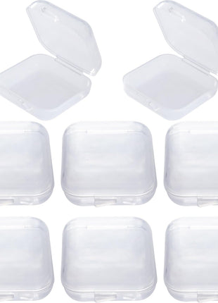 BEIQIYA 6pcs Clear Plastic Ear Plug Cases, 1.8cm Thicken Mini Jewelry Storage Cases, Small Portable Square Bead Storage Box Organizer for Earplugs Necklaces Handicrafts