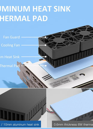 PANO-MOUNTS 40mmx2 Mini USB Radiator Fan Silent and Efficient 4010 Fan with Included 10mm Aluminum Heat Sink and Thermal Pad for Graphics Cards Router HDD 3D Printer