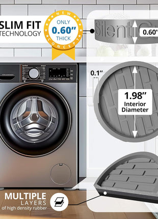 Silent Guys Anti Vibration Pads for Washing Machine - 4 Washing Machine Anti Vibration Pads Washer Anti Vibration Pads Rubber Vibration Pad Washing Machine Pads for Anti Vibration Mat Isolation Pads