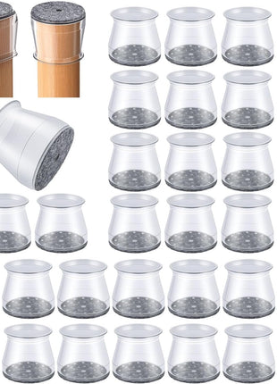 32 Pcs Chair Leg Floor Protectors - Silicone Felt Pads, Scratch-Proof & Noise-Free, Easy Smooth Moving, Large Size (Fits Round Chair Legs: 1-5/16 inch to 2 inch Diameter)