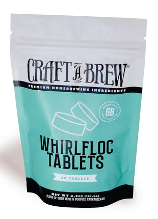 Craft A Brew - Whirlfloc Tablets - Brew Clearer Beer - For At Home Beer Brewing - Reduces Haze of At Home Brewed Beer - Blend of Irish Moss & Purified Carrageenan - Use on Brew Day - 50 Count Tablets