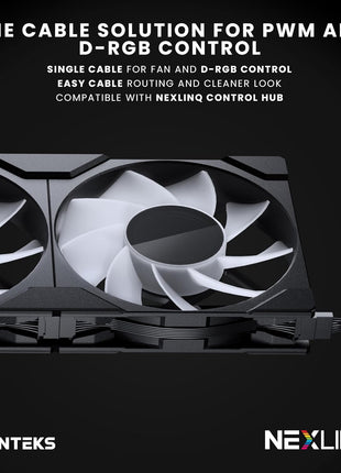 Phanteks M25-120 Gen2 Reversed Blade, 120mm ARGB High Performance Cooling Fans, Daisy-Chain Unified Fan Frame, Infinity Mirror hub, Single Cable Connection, Black