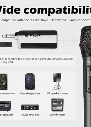 talomen Wireless Microphone,Professional Dual Handheld Cordless Dynamic Mic System with Rechargeable Receiver(160 Ft),Karaoke Microphone Set for Singing,Karaoke,Wedding,DJ,Party,Speech,Church,K60-2