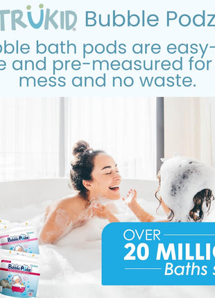 TruKid Bubble Podz Bubble Bath for Kids, Toddlers, & Babies, Tear Free Gentle & Refreshing Bath Bomb for Sensitive Skin with Natural Moisturizers, Non-Toxic, pH Balanced, Lavender Scent (24 Podz)