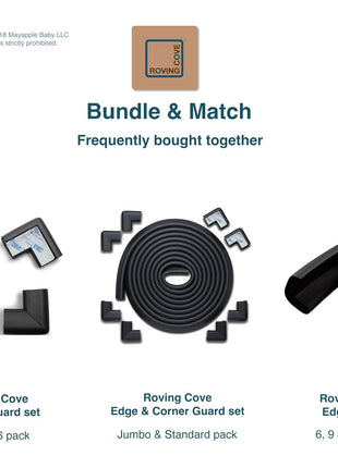 Roving Cove HeftyFit Corner Protector for Baby (4 Large Corners), Heavy-Duty Soft Rubber Foam Furniture Corner Bumper Guards, 3M Adhesive Pre-Taped, Onyx Black