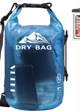 HEETA Dry Bag Waterproof for Women Men, 5L/10L/20L/30L/40L Roll Top Lightweight Dry Storage Bag Backpack with Phone Case for Travel Swimming Boating Kayaking Paddle Board Camping Beach Accessories
