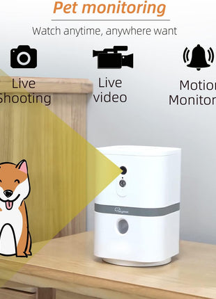 Petalk AI II Dog Camera Automatic Treat Dispenser, 5G WiFi Pet Camera with 180° Pan Full-Room View,Night Vision,Two Way Audio for Dogs and Cats,Compatible with Alexa
