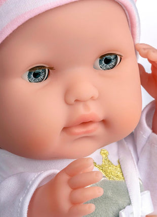 15" Realistic Soft Body Baby Doll with Open/Close Eyes | JC Toys - Berenguer Boutique | 10 Piece Gift Set with Bottle, Rattle, Pacifier & Accessories | Pink | Ages 2+