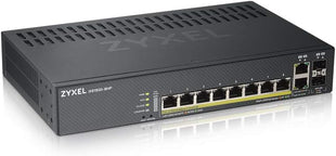 Zyxel 8 Port Network Ethernet Switch | Smart Managed | PoE+ | GS1920-8HPV2 | 8x GbE PoE+ with 130W Budget + 2x Combo RJ-45/SFP, Fanless, NebulaFlex, VLAN, QoS, Wall Mount Kit Included, TAA Compliant