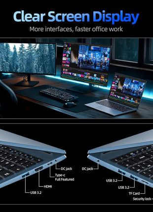 Win 11 Laptops Computer, 15.6 Inch Laptop with Celeron N4000 Processor, 4GB RAM 128GB SSD, BT5.0, Standard HDMI, Webcam, Wi-Fi 5, 7000mah Battery, Type-C, 180° Viewing, USB3.2(Gray)
