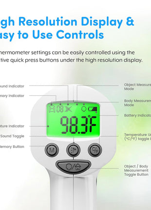 Medical Grade FSA-HSA Eligible Heavy Duty Touchless Infrared Forehead Thermometer, for Adults & Baby Digital Thermometer Gun, 1s Instant Results