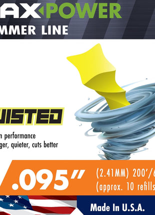 MaxPower 338814 0.095-Inch Premium Twisted Trimmer Line, 200-Foot Length