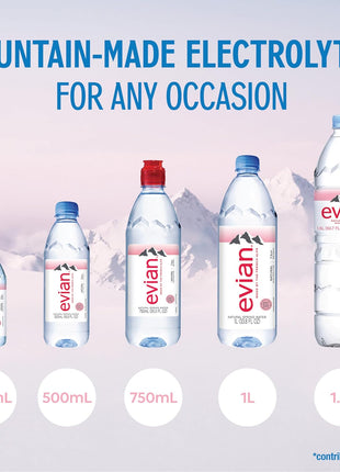 Evian Natural Spring Water, 1 L bottle, 12 pack