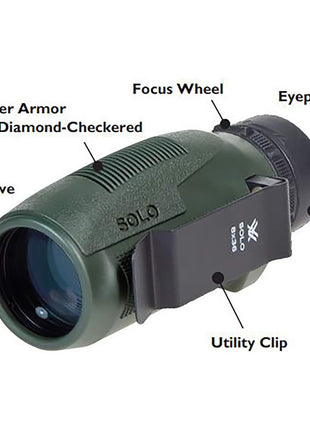 Vortex Optics Solo Monocular 10x36 - Utility Clip, Adjustable Eyecup, Fully Multi-Coated Lenses, Rubber Armor, Non-Slip Grip, Fogproof, Waterproof - Unlimited, Unconditional Warranty