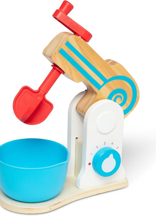 Melissa & Doug Wooden Make-a-Cake Mixer Set (11 pcs) - Play Food and Kitchen Accessories - FSC Certified