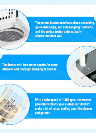 Pataku Portable Washing Machine, 17.6 Lbs Compact Mini Washer and Dryer Combo,Twin Tub Laundry Washer with Spin Cycle, Soaking Function Ideal for Apartment, Dorms, RVs Camping, Grey